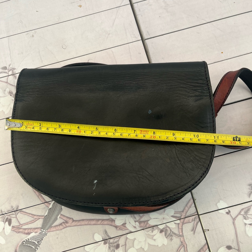 Vintage Black and Brown Crossbody Bag with Gold Accent - Picture 6 of 7